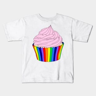 Rainbow Cupcake with Pink Icing Kids T-Shirt